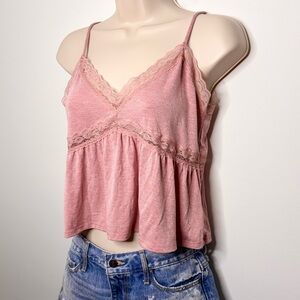 Aeropostale Dusty Pink Lace-Trim Cami Tank Coquette Y2K